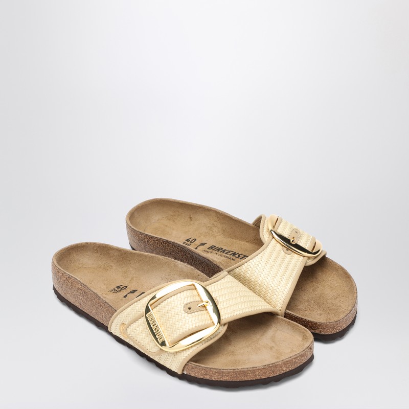 Birkenstock Madrid Big Buckle Raffia Slipper In Neutral