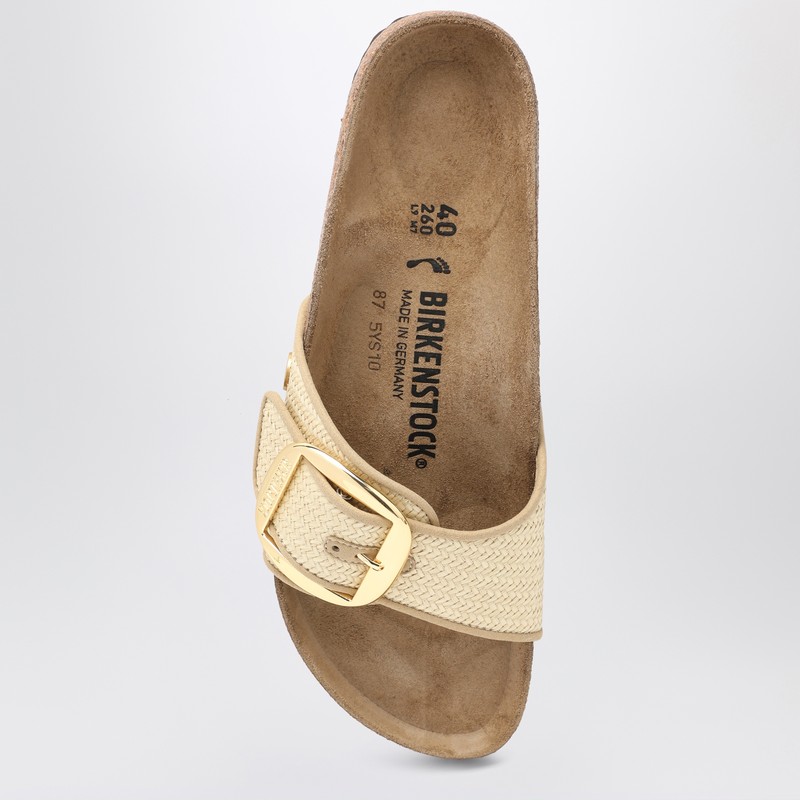Birkenstock Madrid Big Buckle Raffia Slipper In Neutral