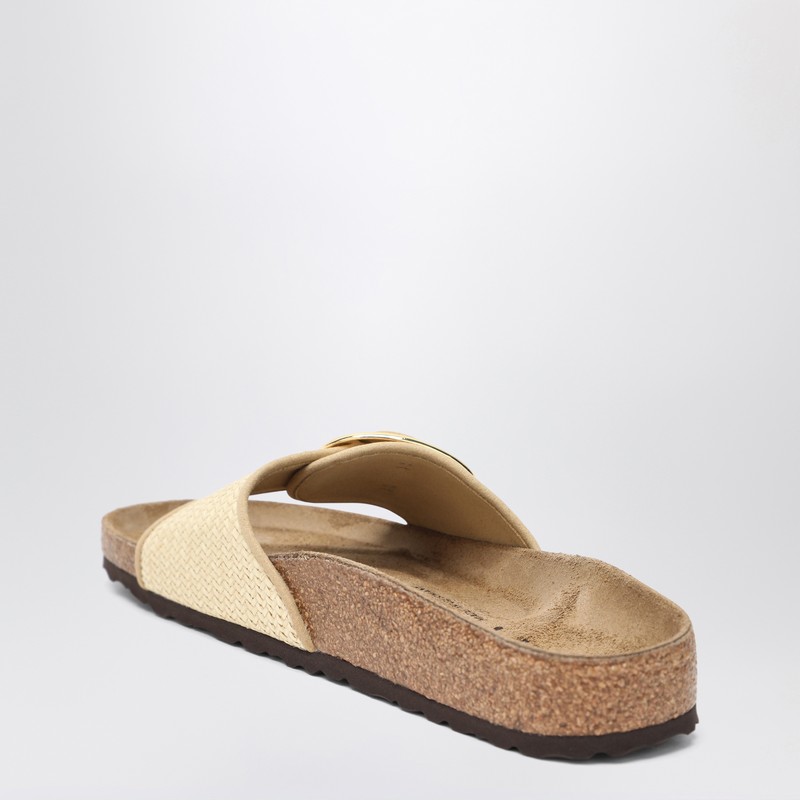Birkenstock Madrid Big Buckle Raffia Slipper In Neutral