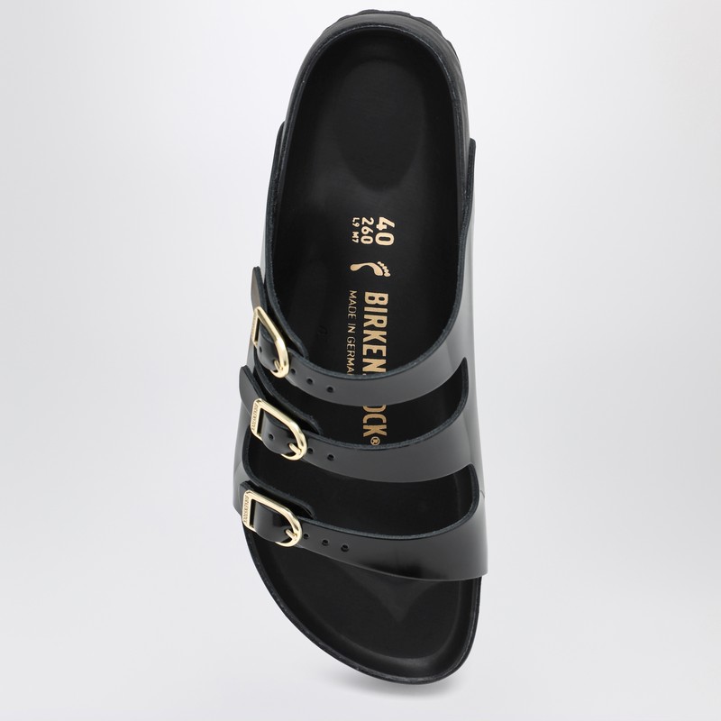 Birkenstock Slide Florida Dbuckle Exquisite Lucida Nera In Black