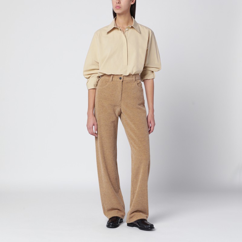 The Row Beige Clair Corduroy Trousers In Yellow