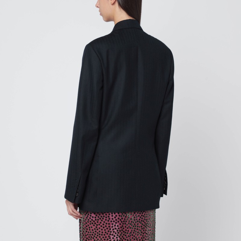 Dries Van Noten Double Breasted Wool Jacket Featuring Pockets In Black
