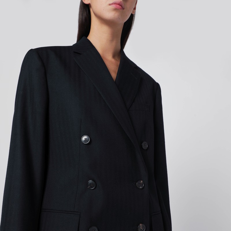Dries Van Noten Double Breasted Wool Jacket Featuring Pockets In Black
