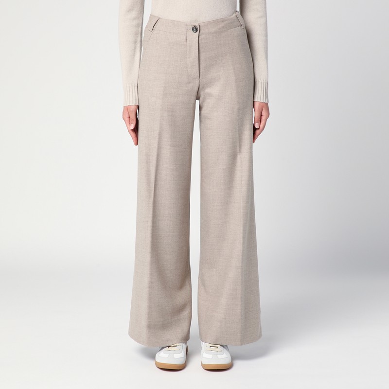 Quelledue Mélange Wool Tailored Pants In Beige