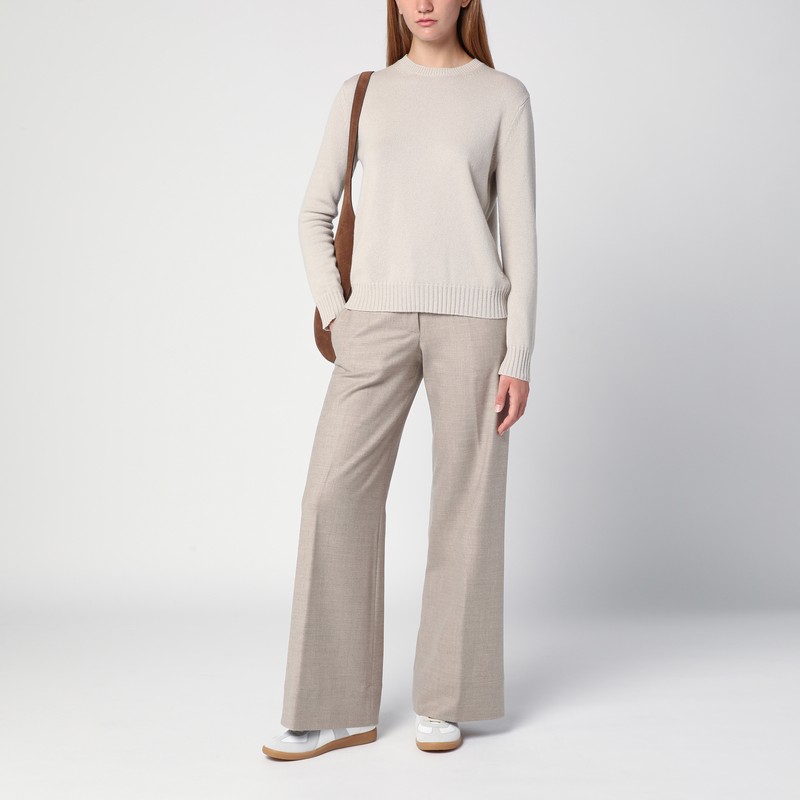Quelledue Mélange Wool Tailored Pants In Beige