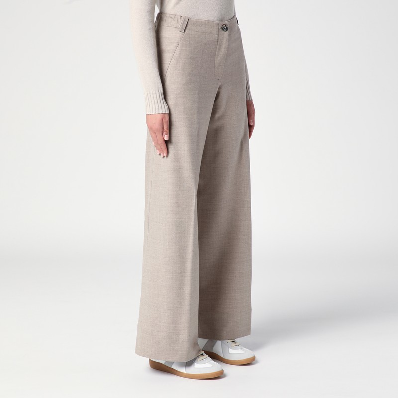 Quelledue Mélange Wool Tailored Pants In Beige
