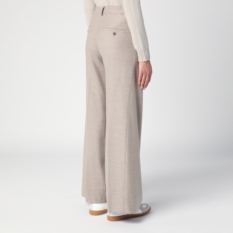 Quelledue Mélange Wool Tailored Pants In Beige