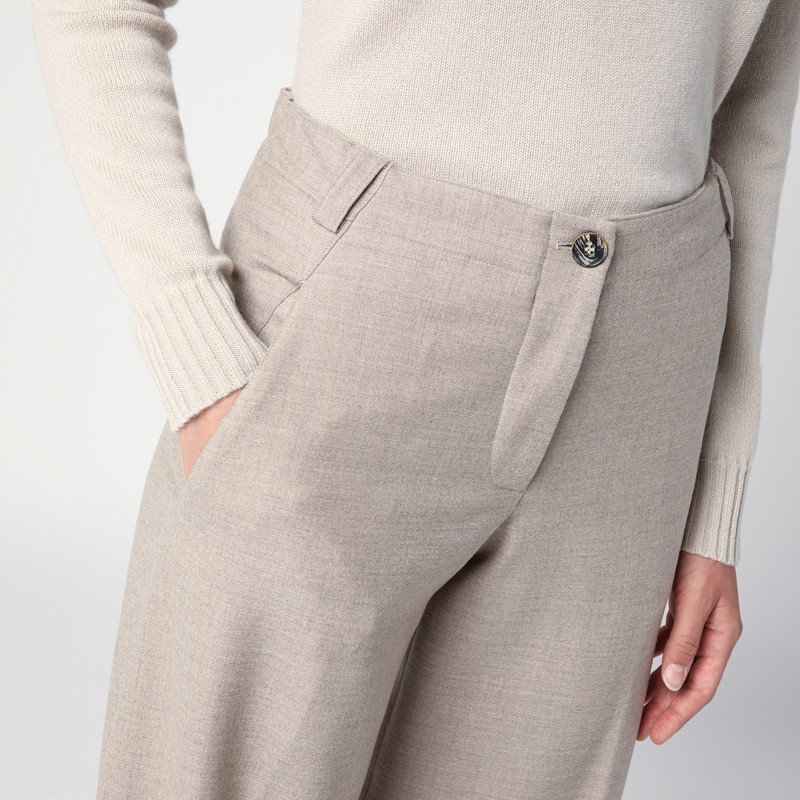 Quelledue Mélange Wool Tailored Pants In Beige
