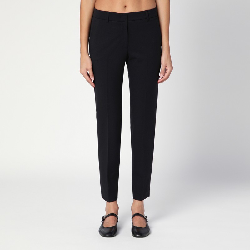 Quelledue Black Wool Blend Slim Trousers In Black