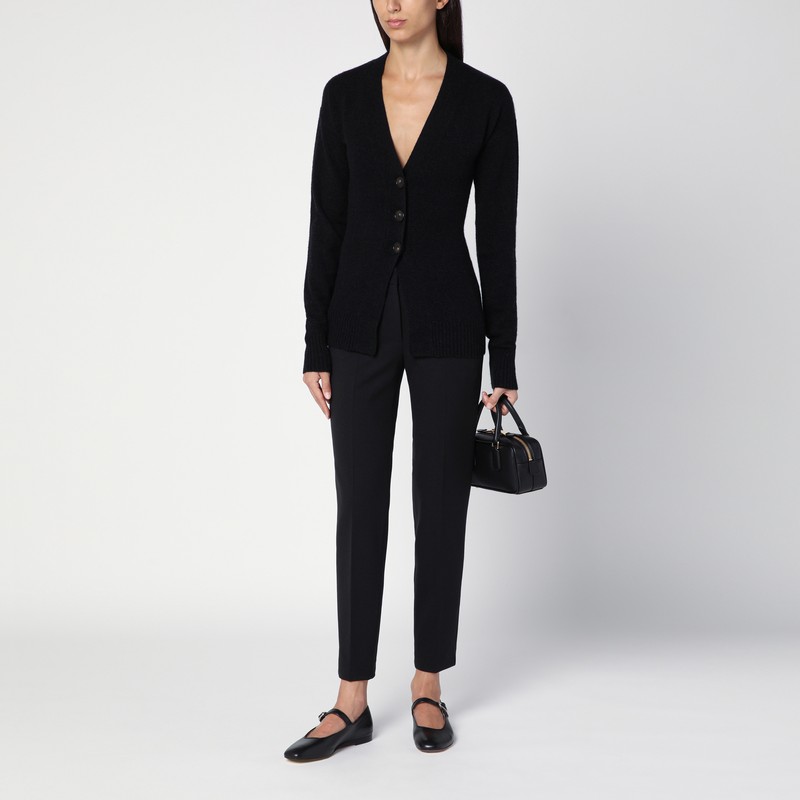 Quelledue Black Wool Blend Slim Trousers In Black