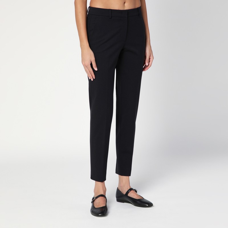 Quelledue Black Wool Blend Slim Trousers In Black