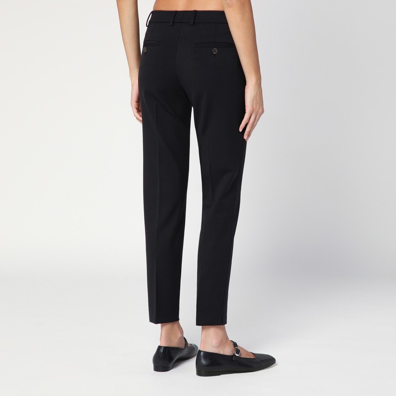 Quelledue Black Wool Blend Slim Trousers In Black