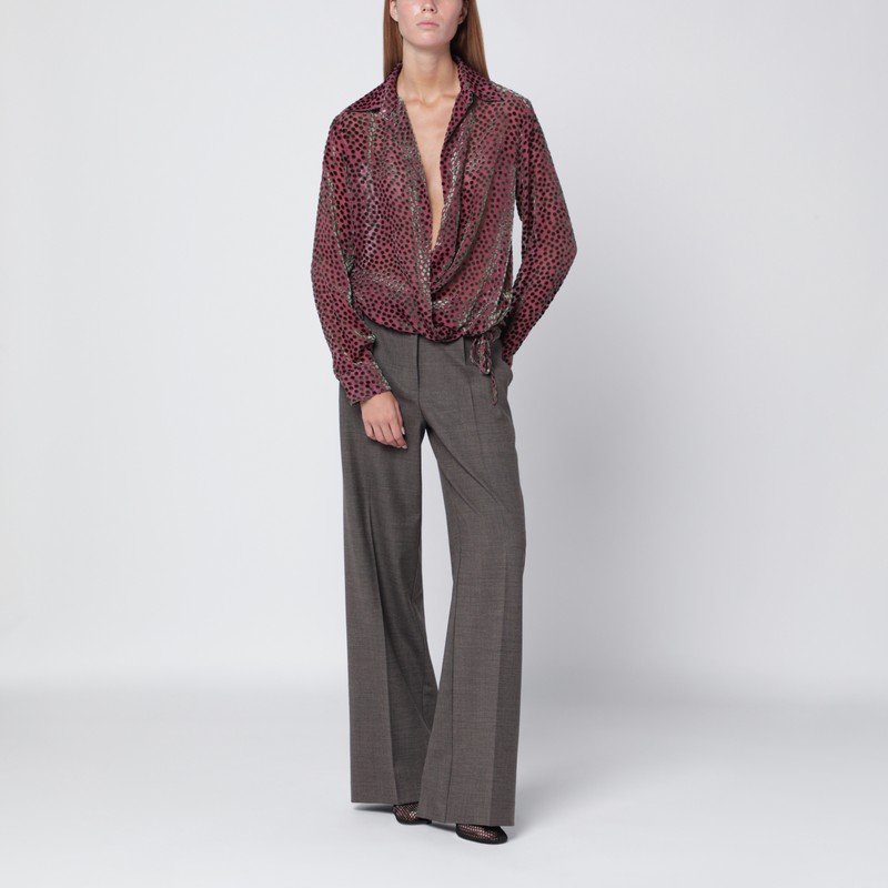 Dries Van Noten Pink Polka Dot Silk Blend Shirt Women In Pink