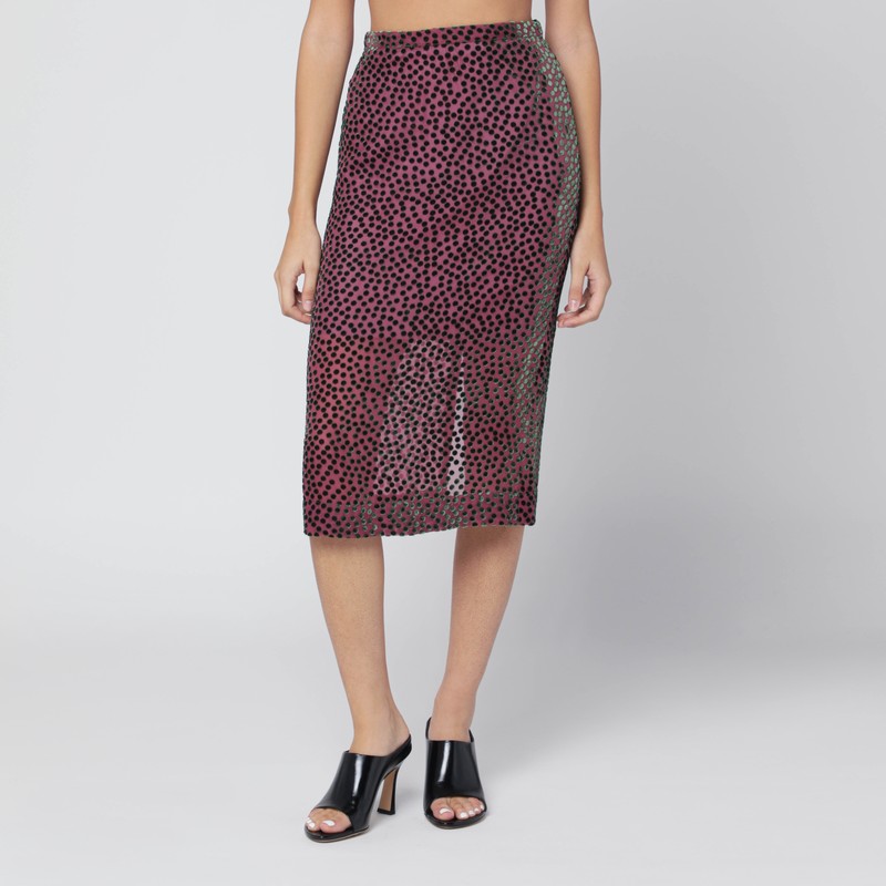 Pink polka dot skirt in silk blend