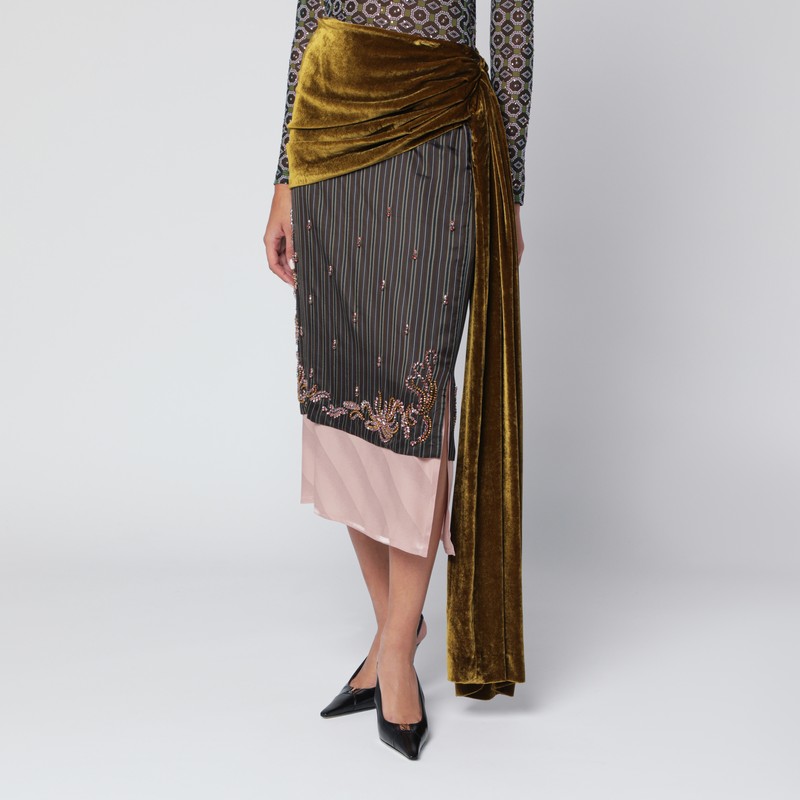 Dries Van Noten Women Senice Bis Emb 2267 W.w. Skirt Brn In Multi