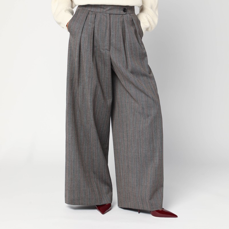 Wide gray wool palazzo pants