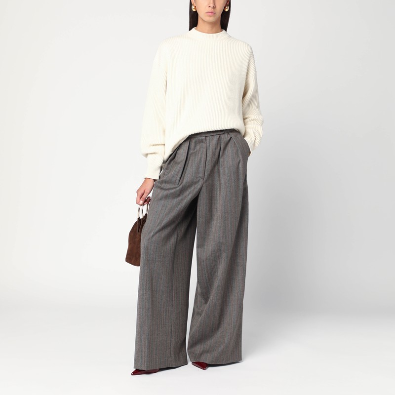 Dries Van Noten Wide Gray Wool Palazzo Pants In Gray
