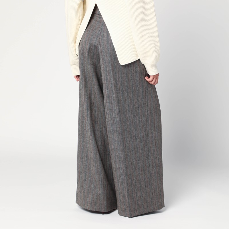 Dries Van Noten Wide Gray Wool Palazzo Pants In Gray