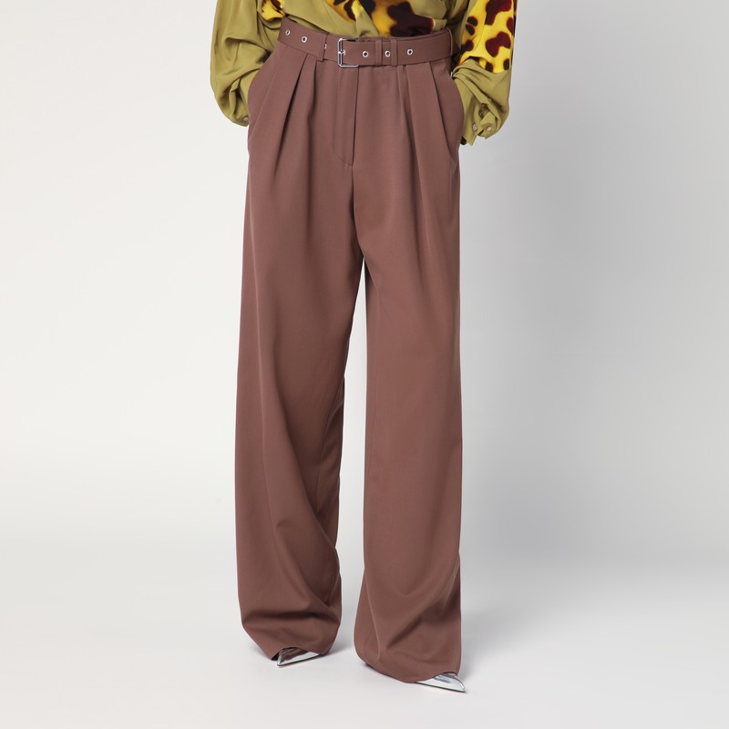 Wide taupe cotton trousers - Dries Van Noten - Modalova