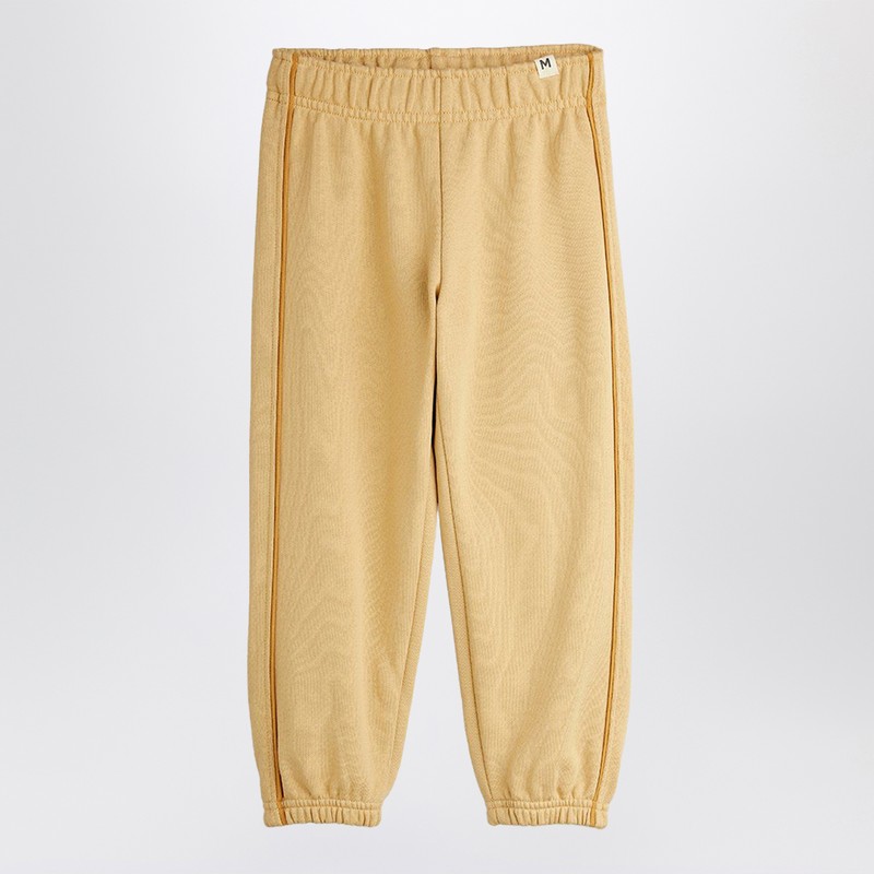 Beige plain piping sweatpants