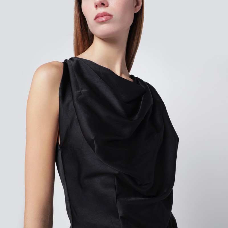 Vivienne Westwood Floor-length Satin Draped Dress With Side Slit In Black