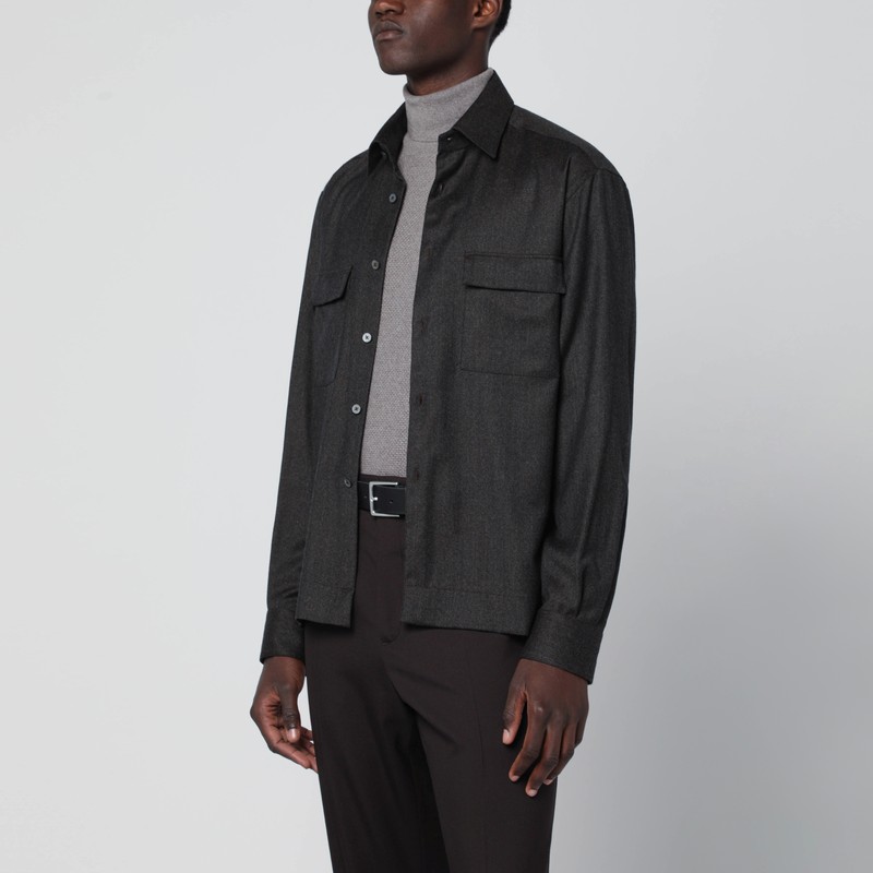 Xacus Grey Wool Shirt In Gray