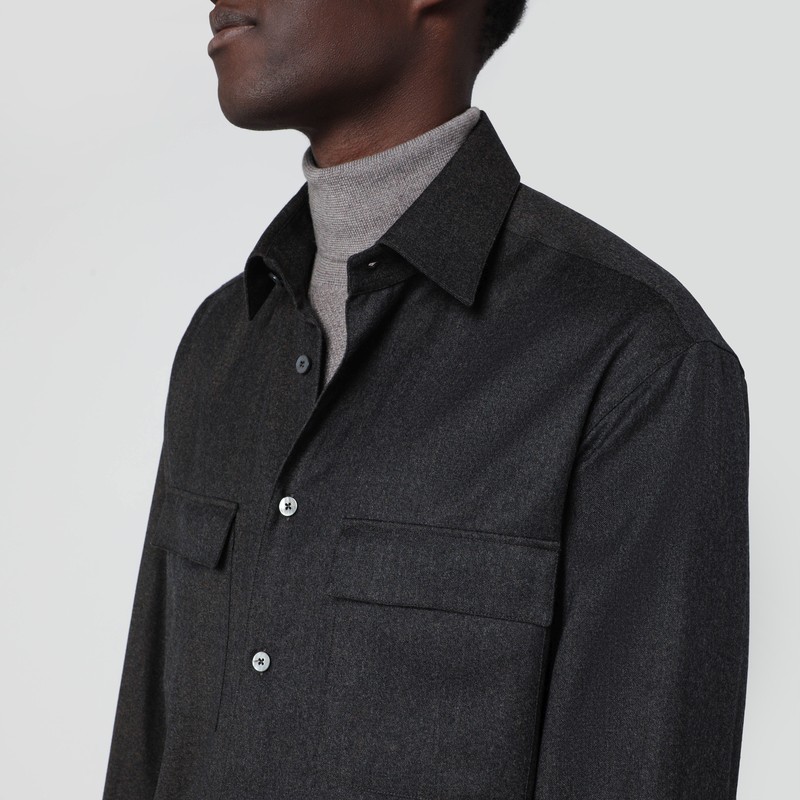 Xacus Grey Wool Shirt In Gray