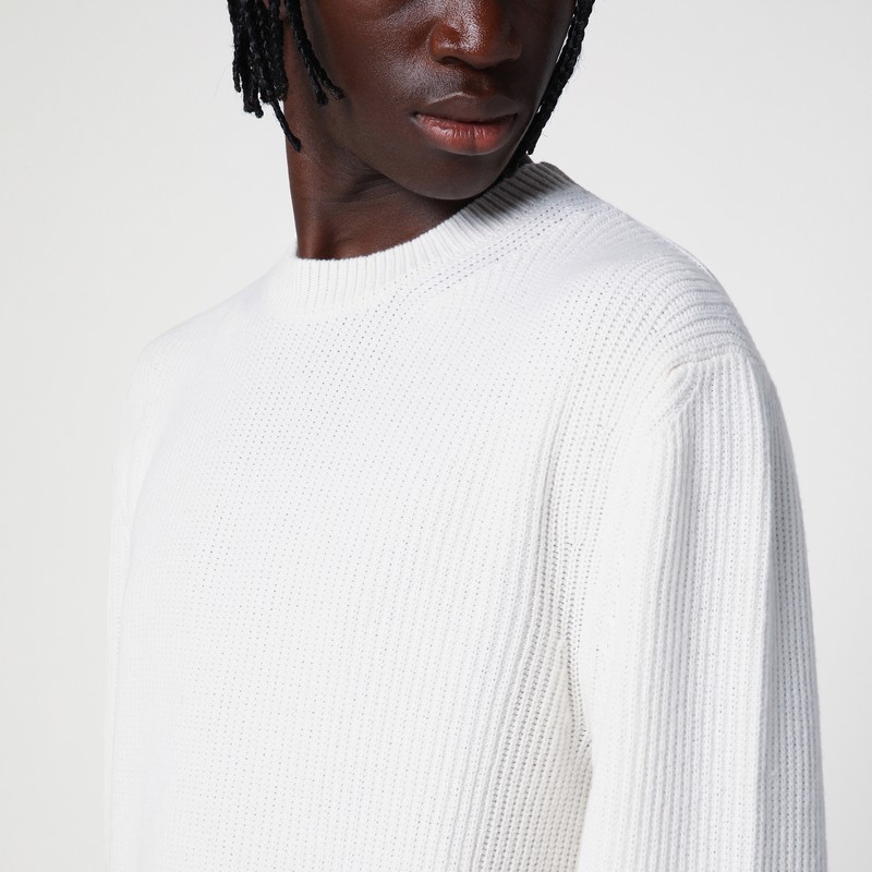 Zegna Oasi Ribbed Cashmere Sweater In White