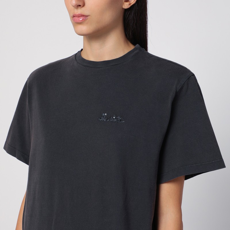 Rotate Birger Christensen Plain Wide T-shirt In Black