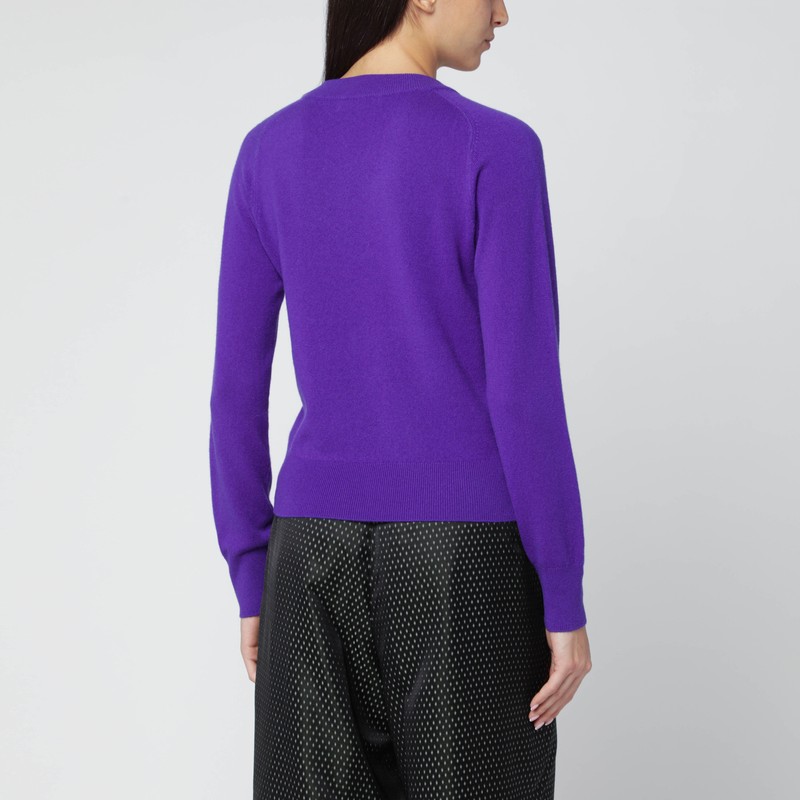 Dries Van Noten Purple Cashmere Sweater With Brooch Detail In Purple