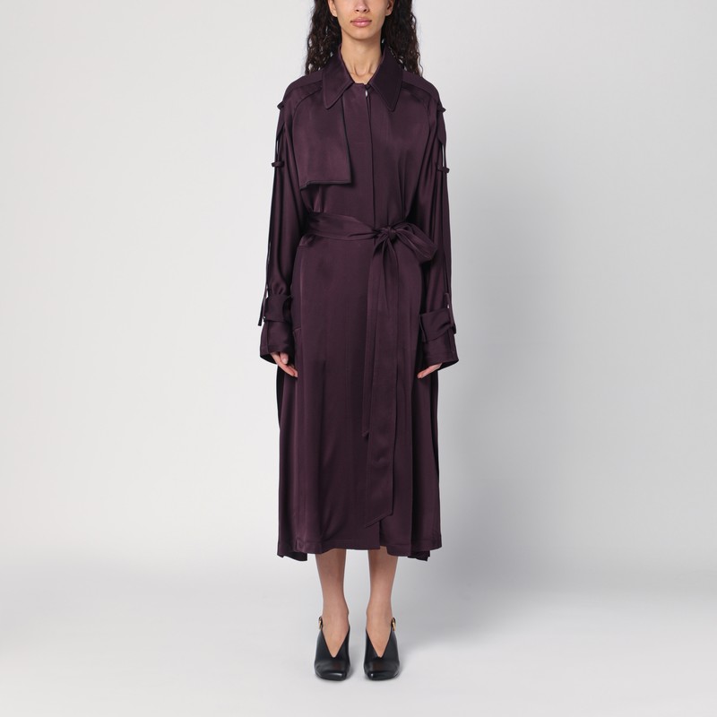 Eggplant colour single-breasted trench coat