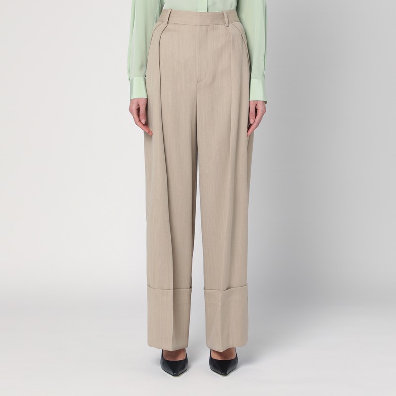 Wide mandarin colour pants in wool