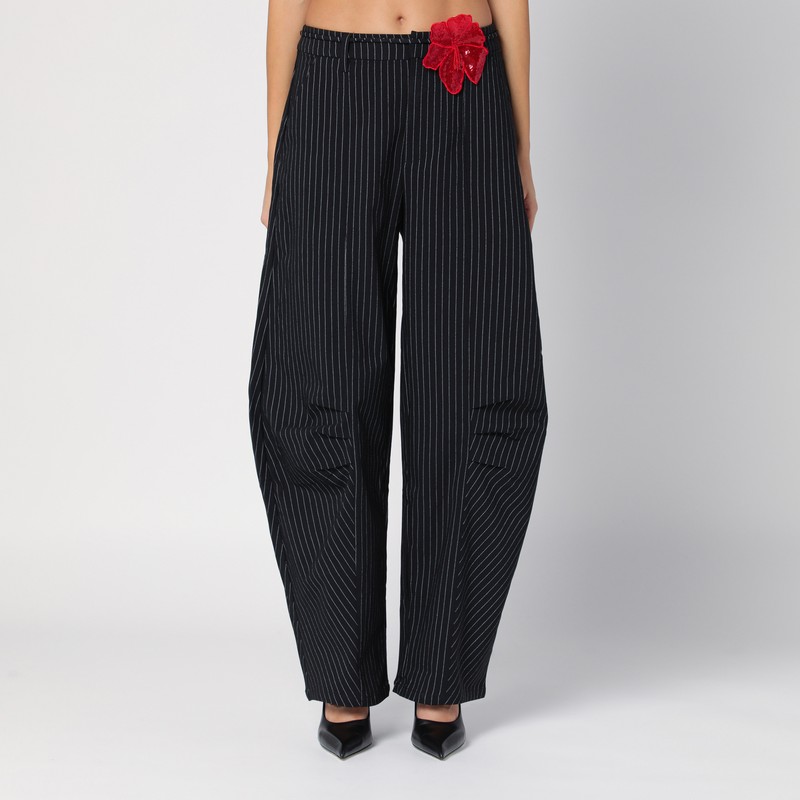 Black striped cargo trousers