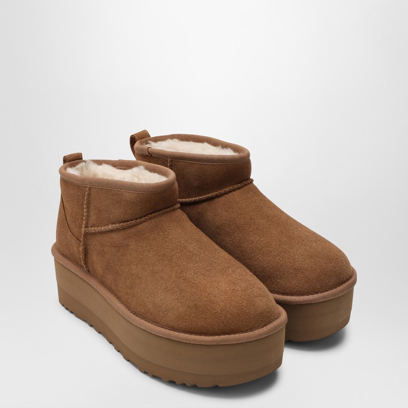 Ugg Classic Ultra Mini Platform Ankle Boots In Chestnut In Brown