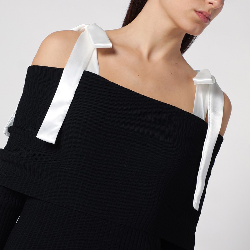 Rotate Birger Christensen Maxi Off-shoulder Dress With Long In Black