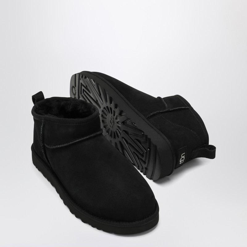Ugg Round Toe Short Suede Boot In Black