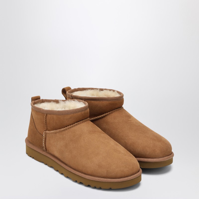Ugg Biscuit Suede Classic Ultra Mini Ankle Boots In Brown