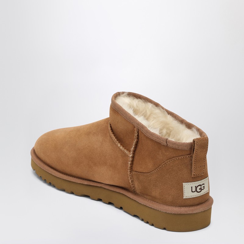Ugg Biscuit Suede Classic Ultra Mini Ankle Boots In Brown