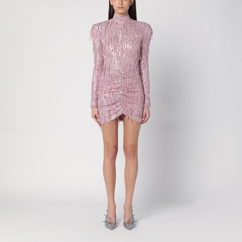 Pink mini dress with sequin fringes