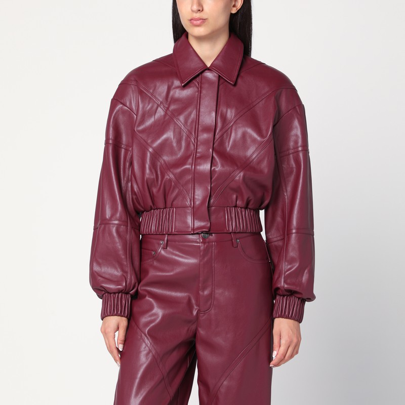 Bordeaux faux leather bomber jacket