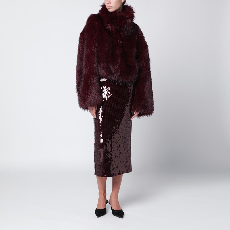 Rotate Birger Christensen Bordeaux Sequin Pencil Skirt In Burgundy