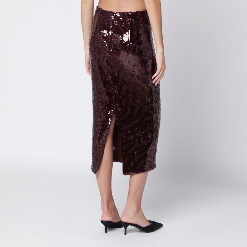 Rotate Birger Christensen Bordeaux Sequin Pencil Skirt In Burgundy