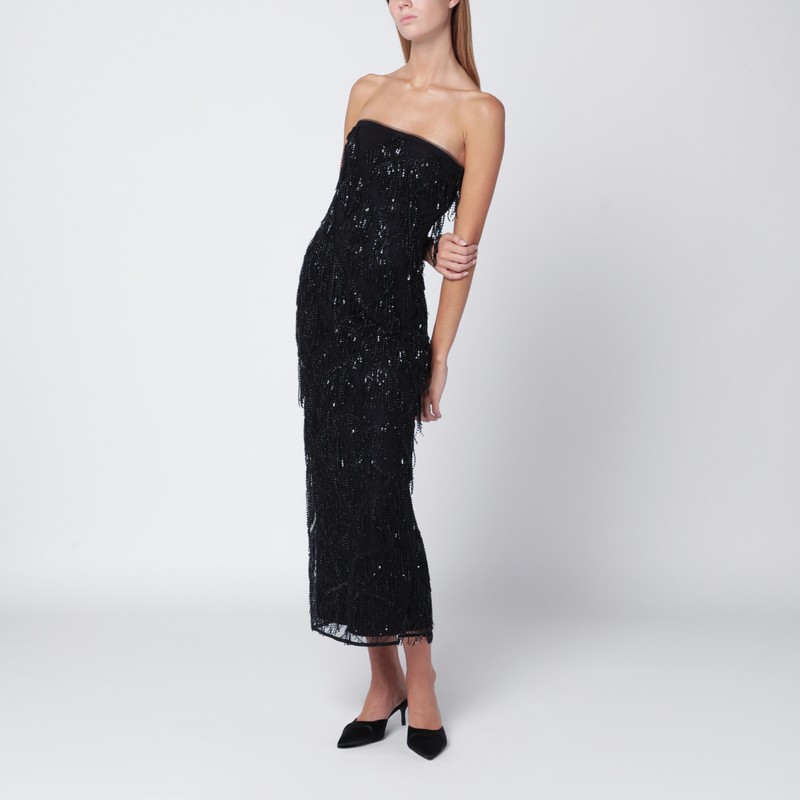 Black beaded fringe midi dress - ROTATE Birger Christensen - Modalova