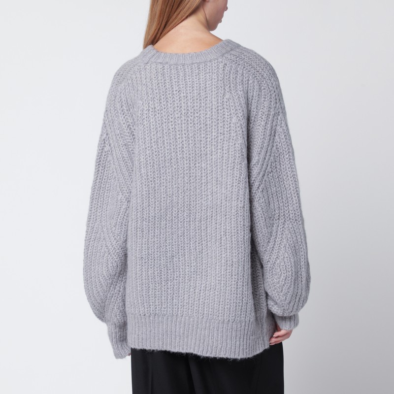 Rotate Birger Christensen Light Grey Oversized Sweater With Logo In Gray