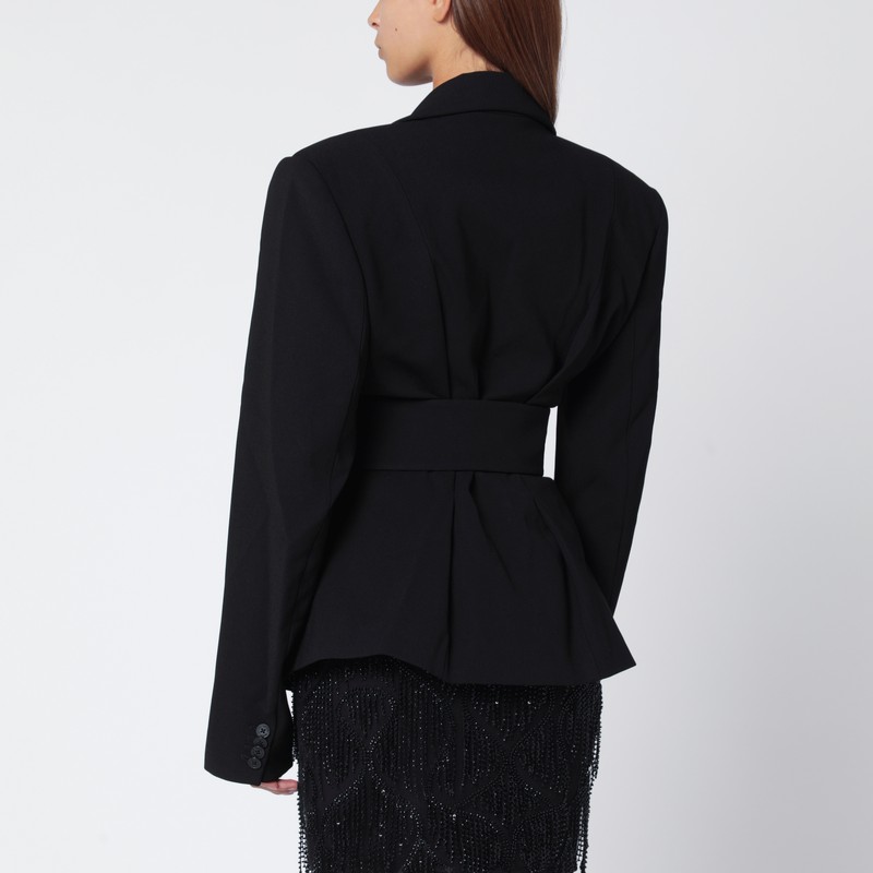 Rotate Birger Christensen Black Single-breasted Jacket With Belt In Black