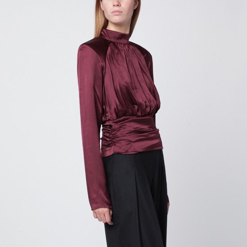 Bordeaux ruched silk top - ROTATE Birger Christensen - Modalova