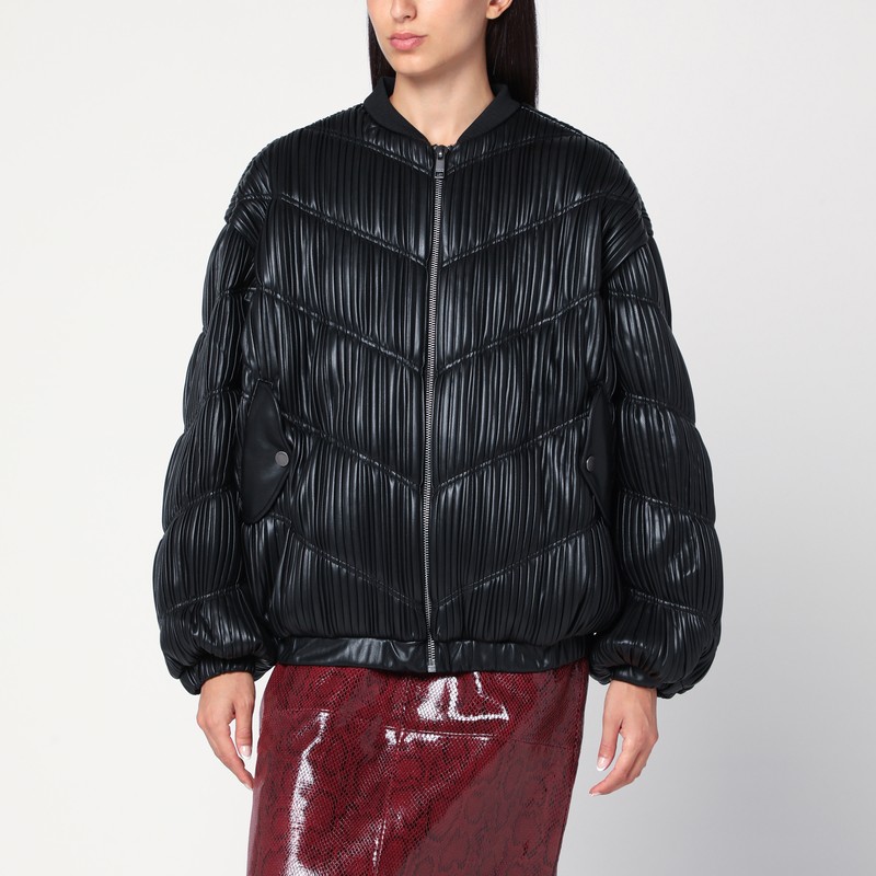 Black pleated bomber with zip