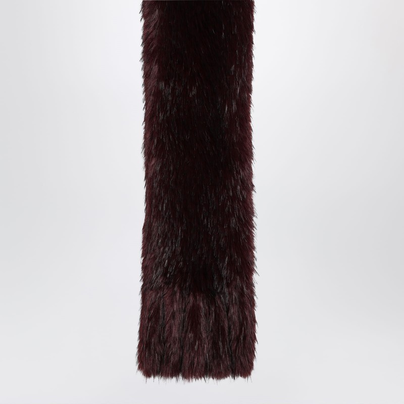 Rotate Birger Christensen Dark Burgundy Faux Fur Scarf In Burgundy