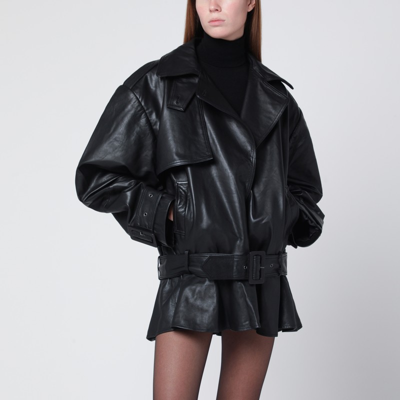Black leather biker jacket