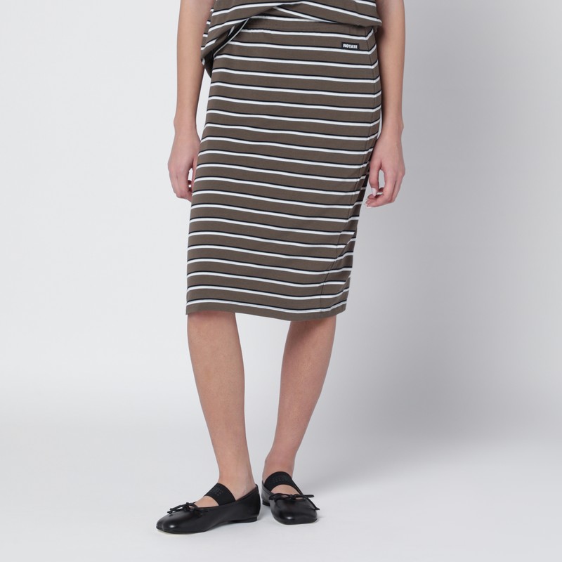 Brown striped cotton-jersey pencil skirt